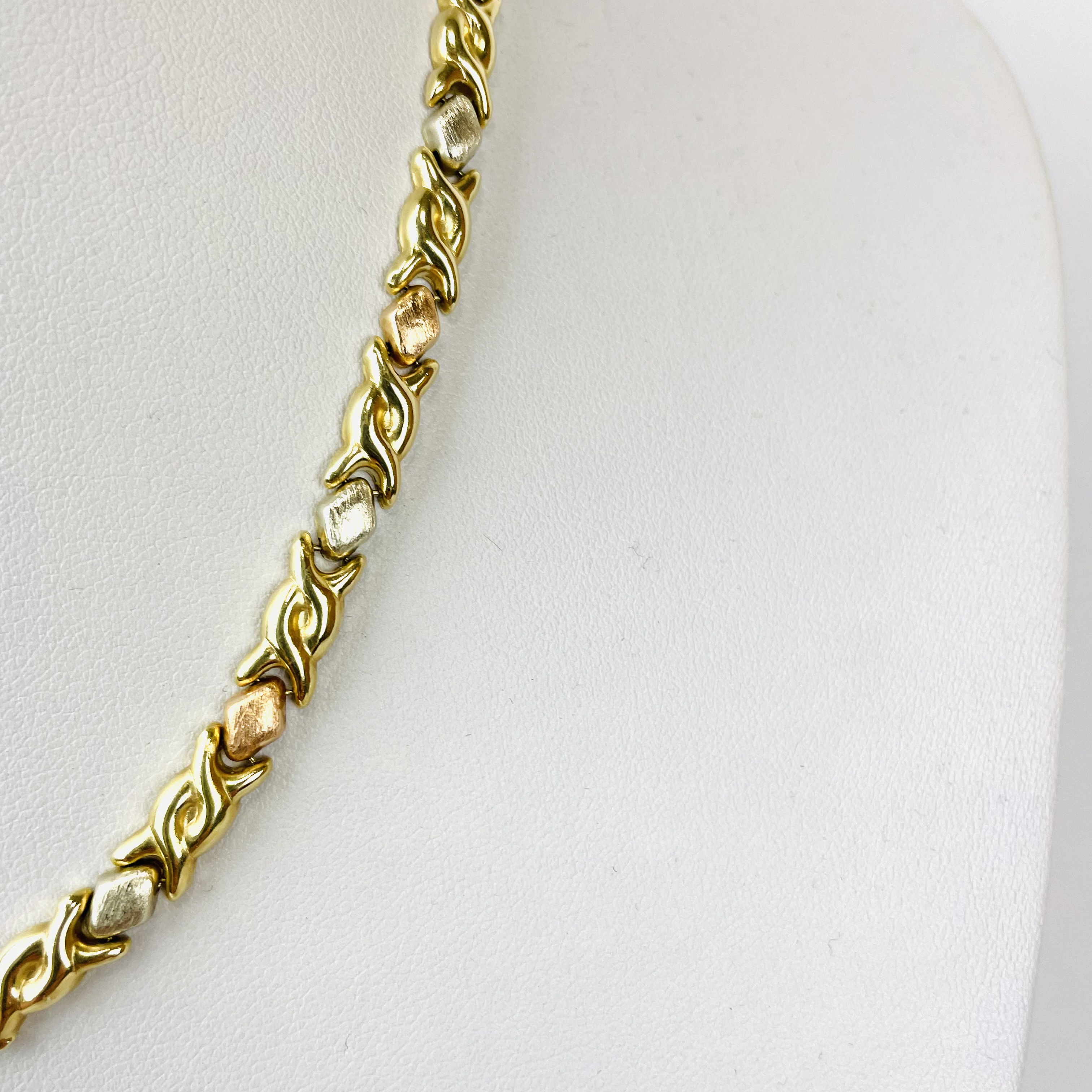 Goldene Tricolor Halskette 14K 585 Gold 46cm