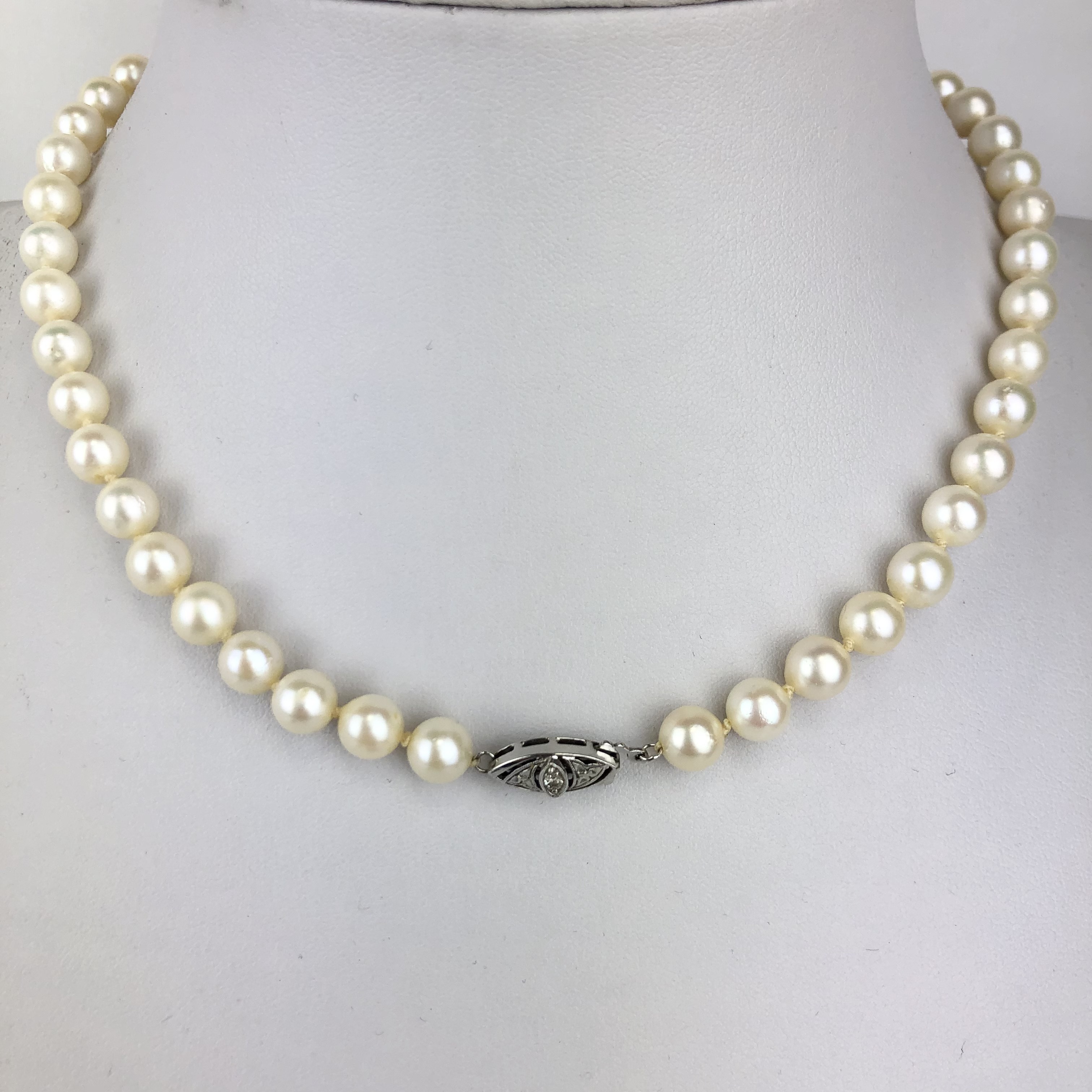 Goldene Perlen Halskette mit Brillant-Gold-Verschluss 14K 585 Gold 42cm
