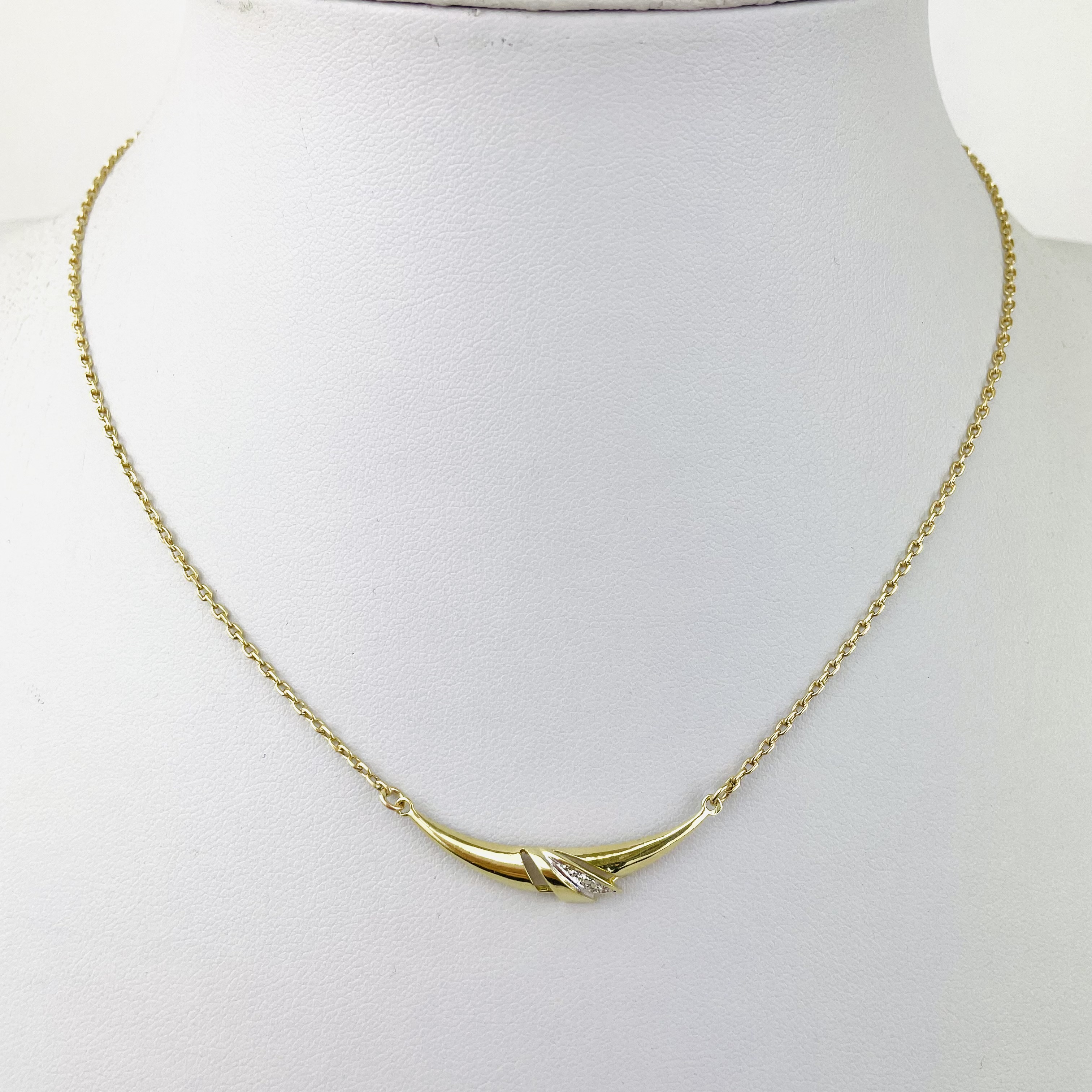 Goldene Anker Halskette mit Anhänger und Brillant 14K 585 Gold 42cm